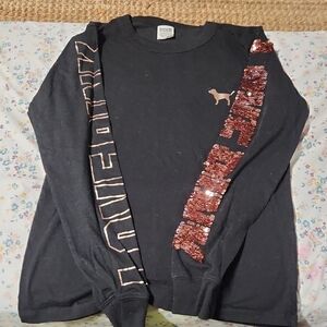 Pink Victoria's Secret Black Sequin Kids Top